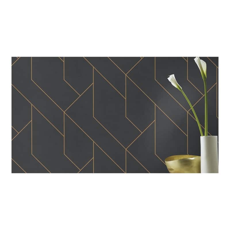 Advantage Pollock Black Gilded Geometric Wallpaper - 21 x 396 x 0.025