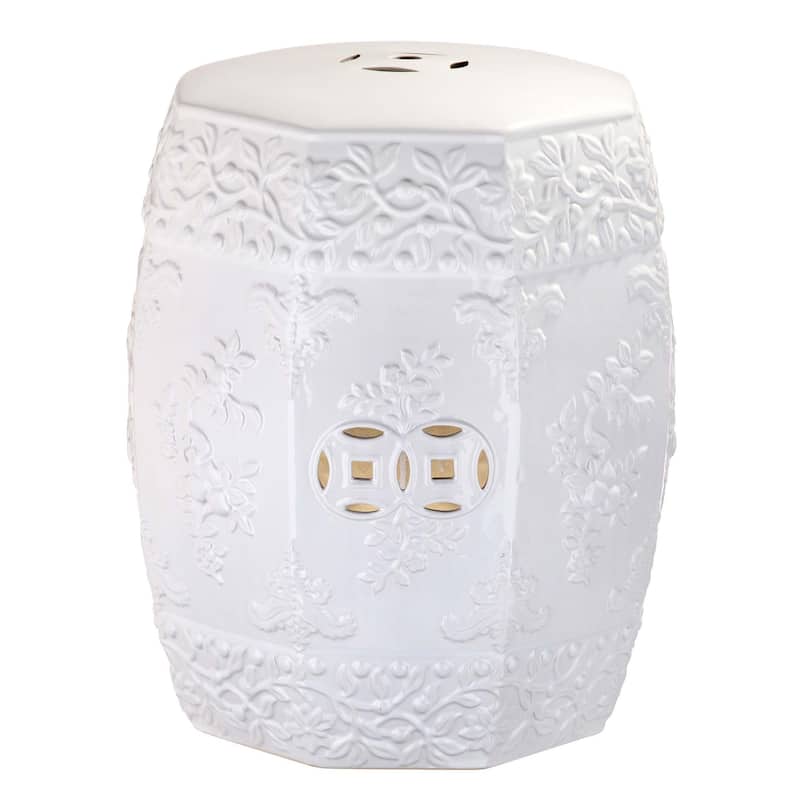 SAFAVIEH Zheka Ren White Ceramic Decorative Garden Stool - White