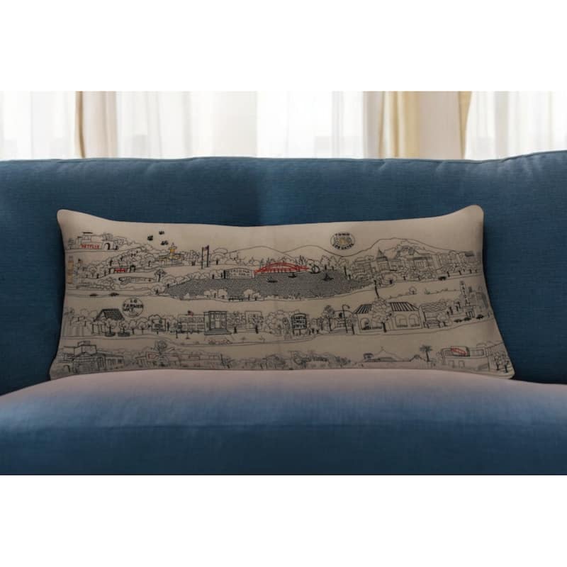 HomeRoots 35" White Los Gatos Daylight Skyline Lumbar Decorative Pillow - Bed Rest - Polyester