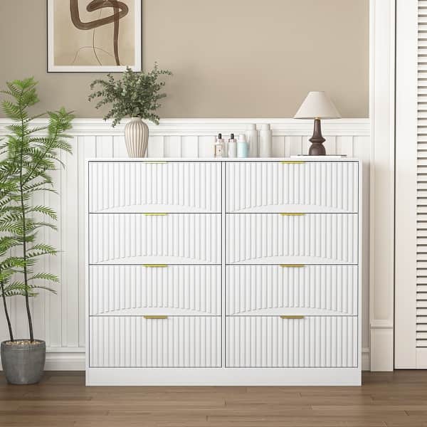 47.2" Modern 8-Drawer Wooden Dresser for Bedroom - White 47.2" Modern 8-Drawer Wooden Dresser for Bedroom - White