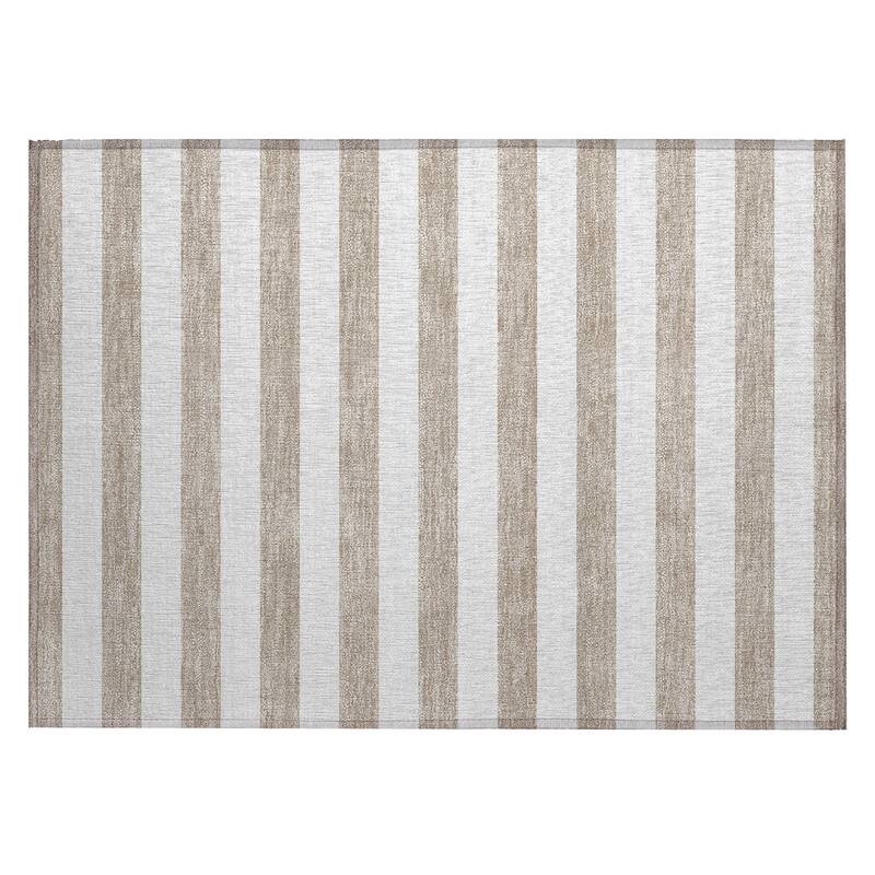 Machine Washable Indoor/ Outdoor Cabana Striped Chantille Rug