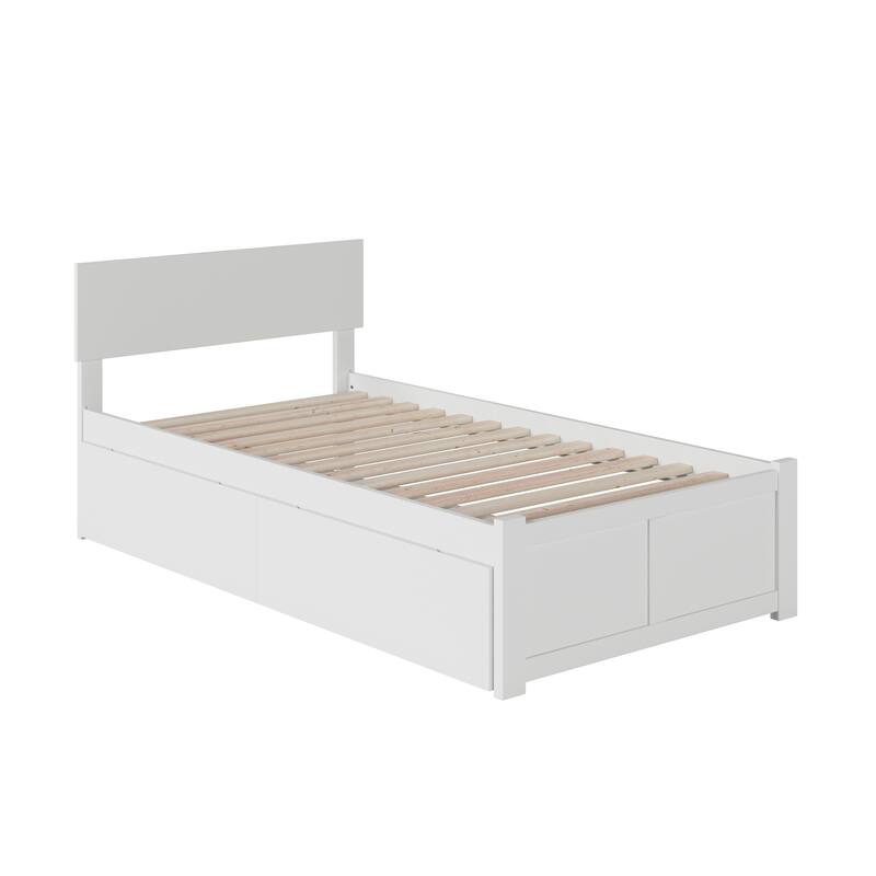 Orlando Twin Platform Bed with Footboard and 2 Bed Drawers in White