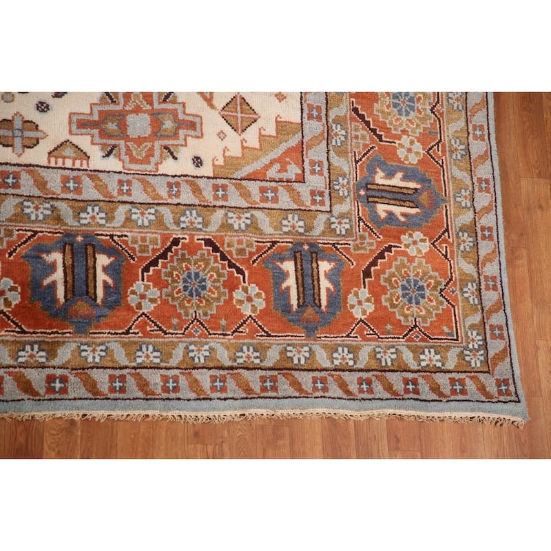 Light Blue Heriz Serapi Oriental Large Area Rug Wool Carpet - 11'3" x 17'10"