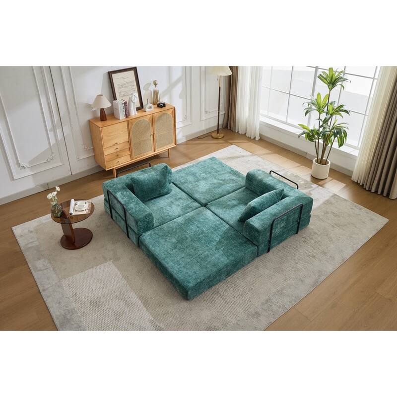 Compression Sofa,Convertible Floor Sofa Bed with Fixed-Shape Frame