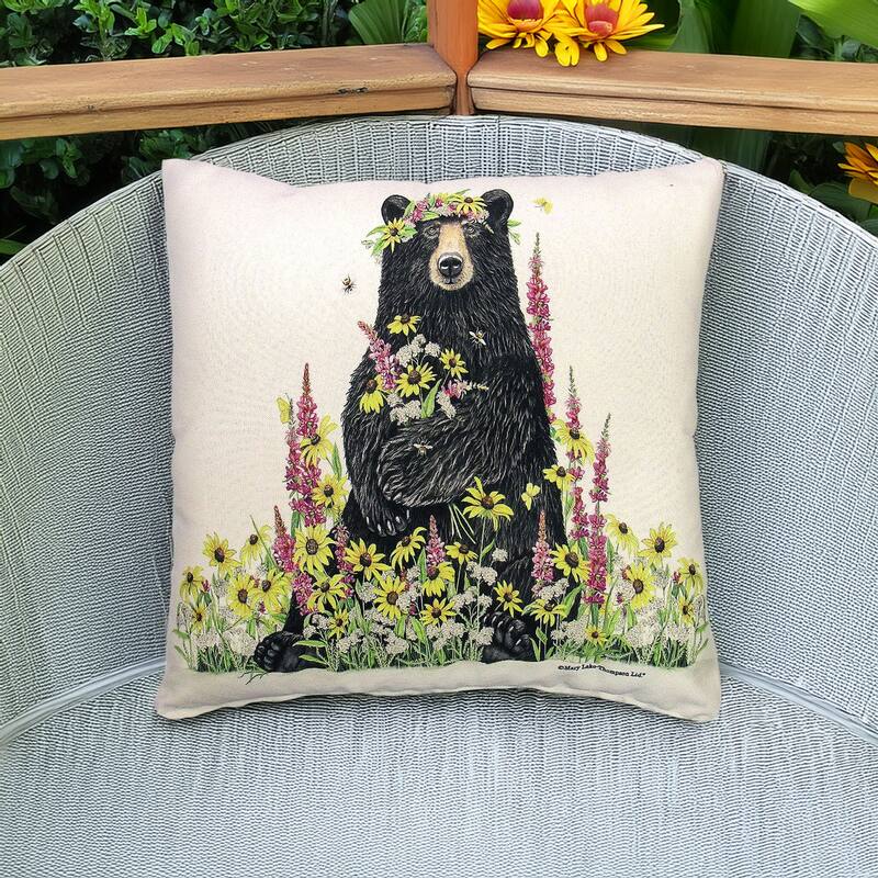 Magnolia Casual Outdoor Pillow Wildflower & Bear 18x18