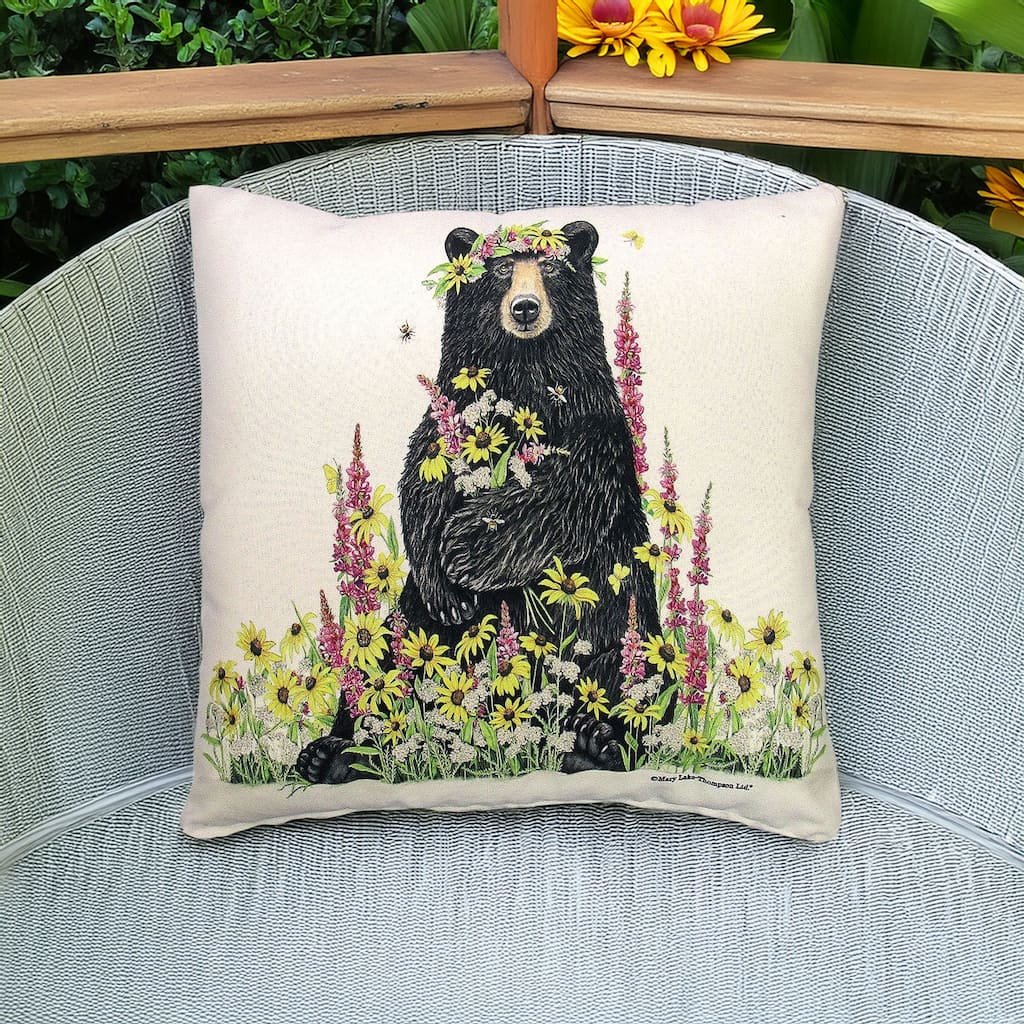 Magnolia Casual Outdoor Pillow Wildflower & Bear 18x18