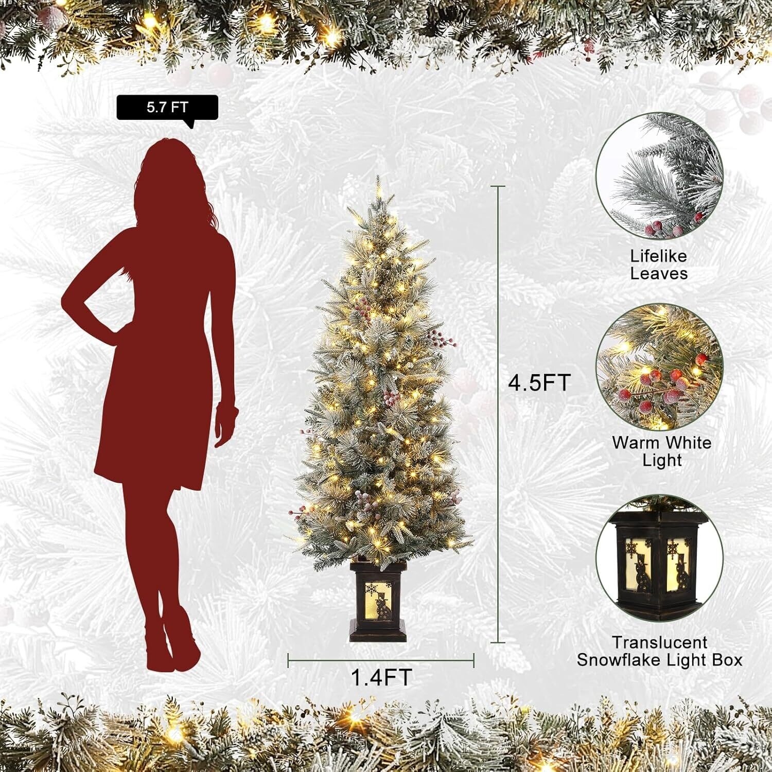 4.5ft Pre Lit Snow Flocked Christmas Tree with 200 LED Lights Green Bed Bath Beyond 41970402