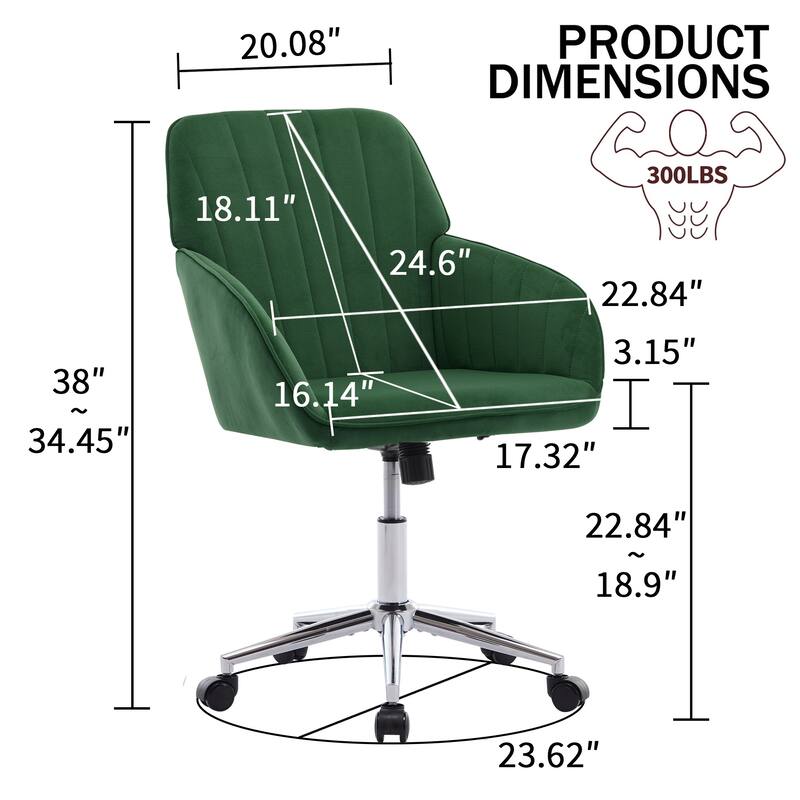 Modern Office Chair Ergonomic Office Chair with Adjustable Swivel Backrest, for Home Office Bedroom and Study