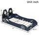 preview thumbnail 9 of 7, Twin Size Race Car-Shaped Platform Bed with LED and Upholstered Backrest