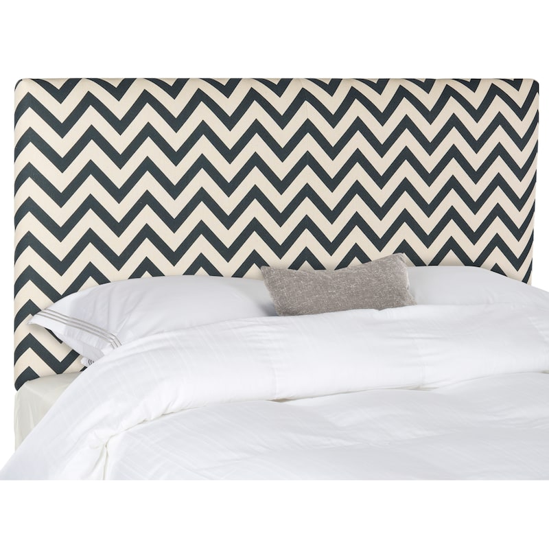 SAFAVIEH Latoria Black/ White Upholstered Chevron Headboard (Queen)