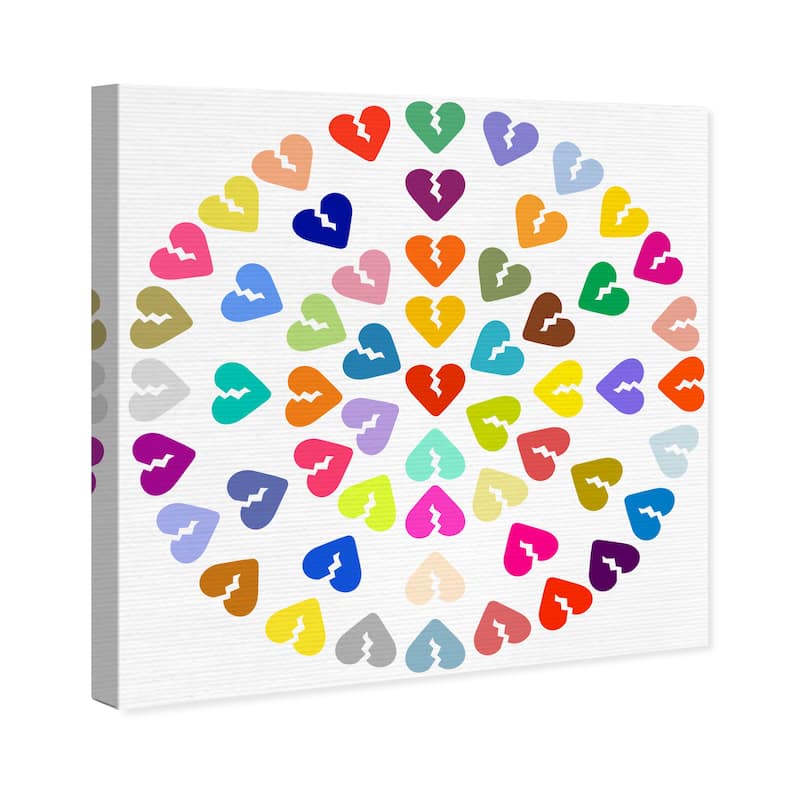 Wynwood Studio Canvas Fashion and Glam Broken Heart Mandala Pink and Dark Pink Modern & Contemporary Wall Art Canvas Print