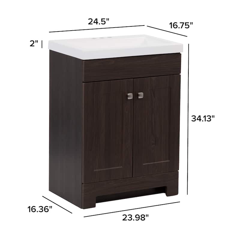 Wharton 24" 2-Door Bathroom Vanity With White Sink Top