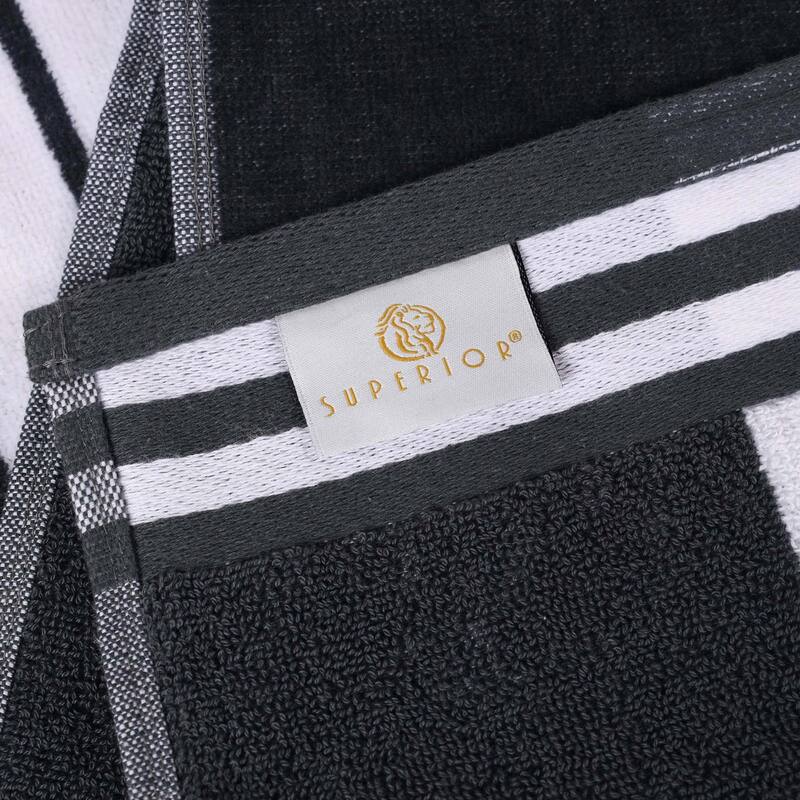 Superior Striped Large Oversized Cotton Beach Towel - Set of 2