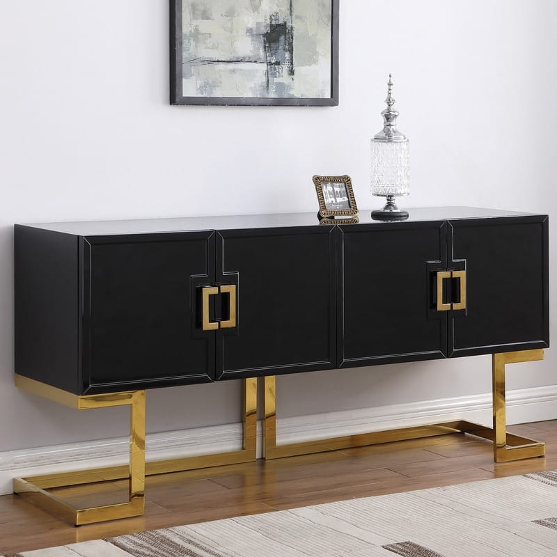 Best Master Furniture Lustra 64" Lacquer Sideboard with Gold Trim