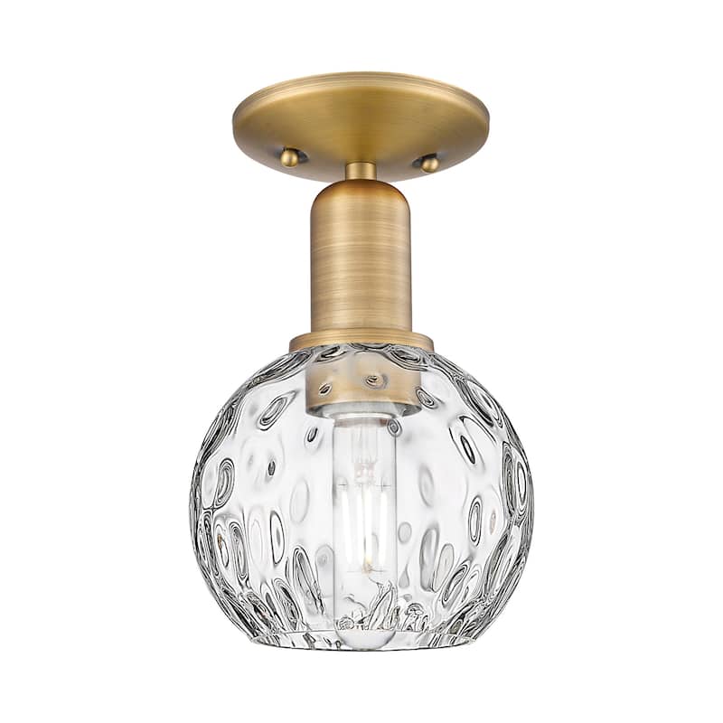 Innovations Lighting 716-1C-10-6 Athens Water Glass Semi-Flush Athens - Brushed Brass / Clear Water Glass