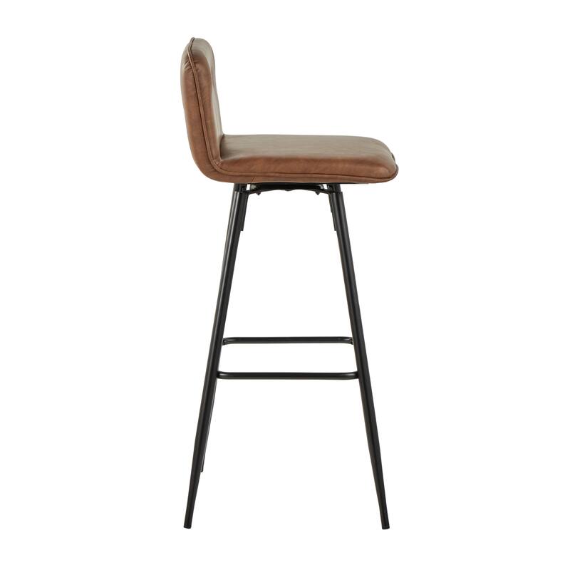 Porch & Den Kerby 30" Fixed-Height Swivel Bar Stool with Metal Legs & Square Footrest (Set of 2)