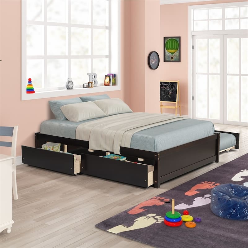 Full Bed With Twin Size Trundle And Two Drawers