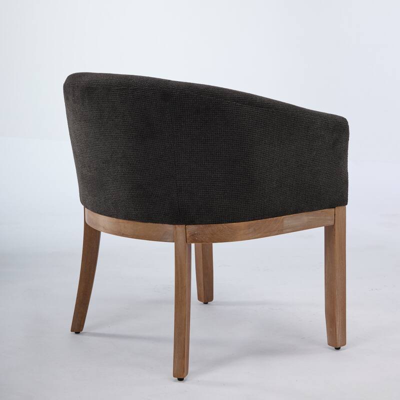GDF Studio - Winslow Mid-Century Modern Barrel Dining Chair with Arms and Linen Upholstery