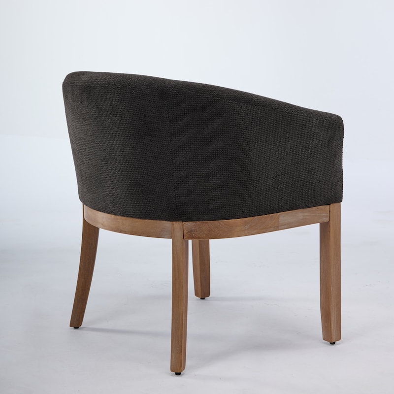 Modern 19" W Upholstered Barrel Dining Chairs with Arms, Farmhouse Linen Accent Chairs with Solid Wood Frame