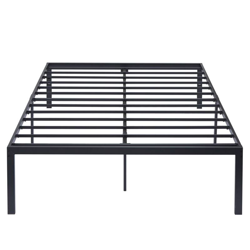 VECELO Bed Frames No Box Spring Needed, Heavy Duty Metal Platform with Steel Slat, Easy Assembly, Black