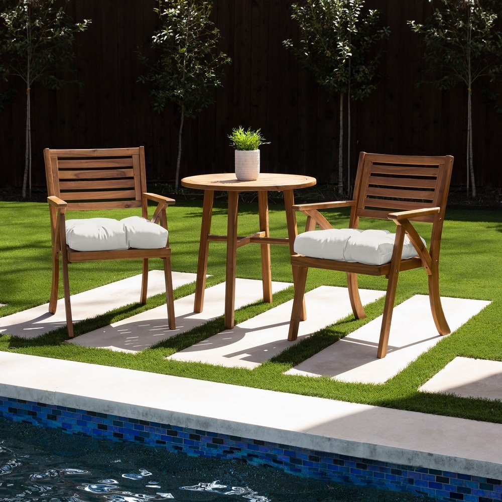 Sorra Home Sunbrella Tufted Chair Cushion Round U-Shaped Back 19 x 19 x 3" (Set of 2)