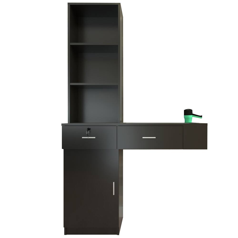 Lock Wall Vertical Beauty Salon Table Black - N/A