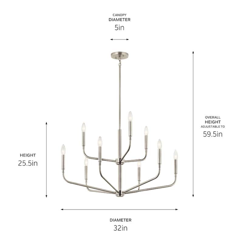 Kichler 52720 Madden 9 Light 32" Wide Taper Candle Style Chandelier
