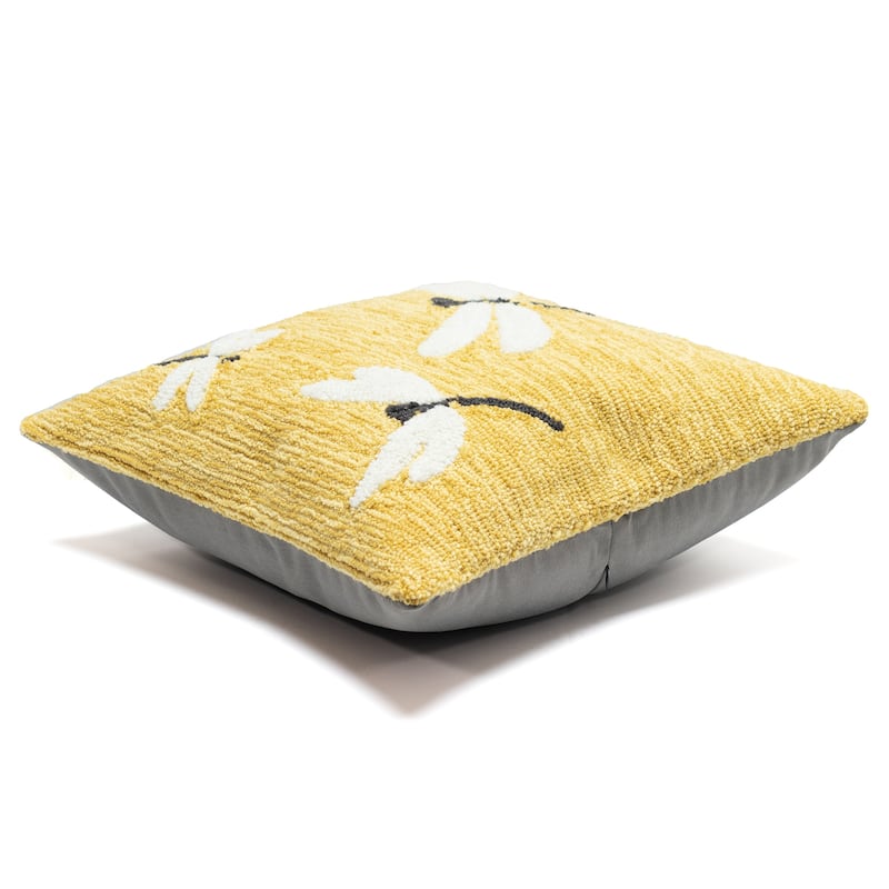 Liora Manne Frontporch Dragonfly Indoor/Outdoor Pillow Yellow 18" Square