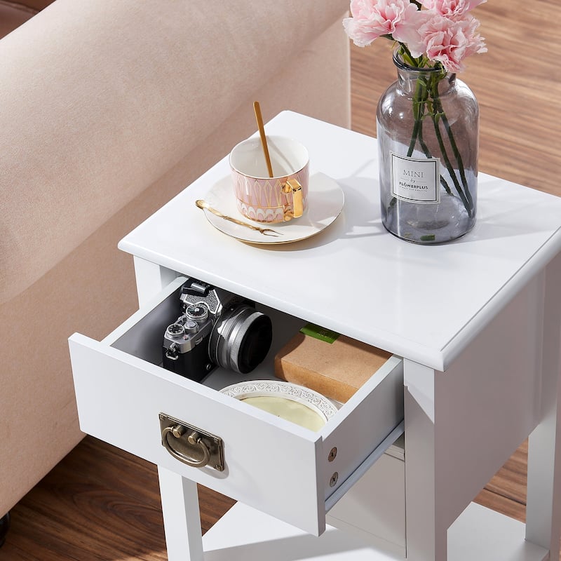 VECELO Modern Nightstands with 2-Drawers and Storage Shelf (Set of 2)