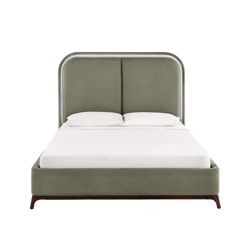 Tremont Curved LED Upholstered Platform Bed with Under-Bed Lighting by iNSPIRE Q Modern