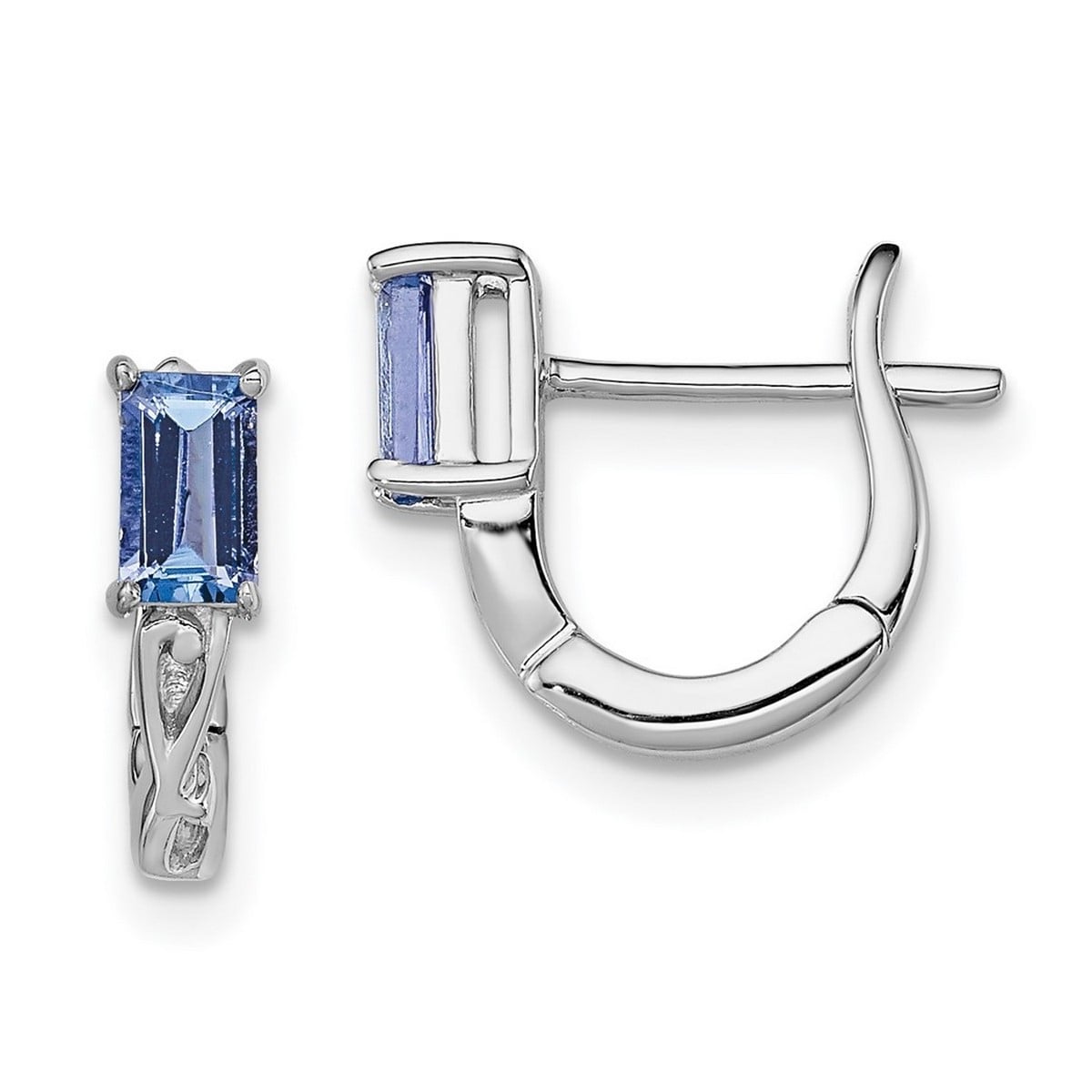 Curata 925 Sterling Silver 12x4mm Tanzanite Hinged Hoop Earrings