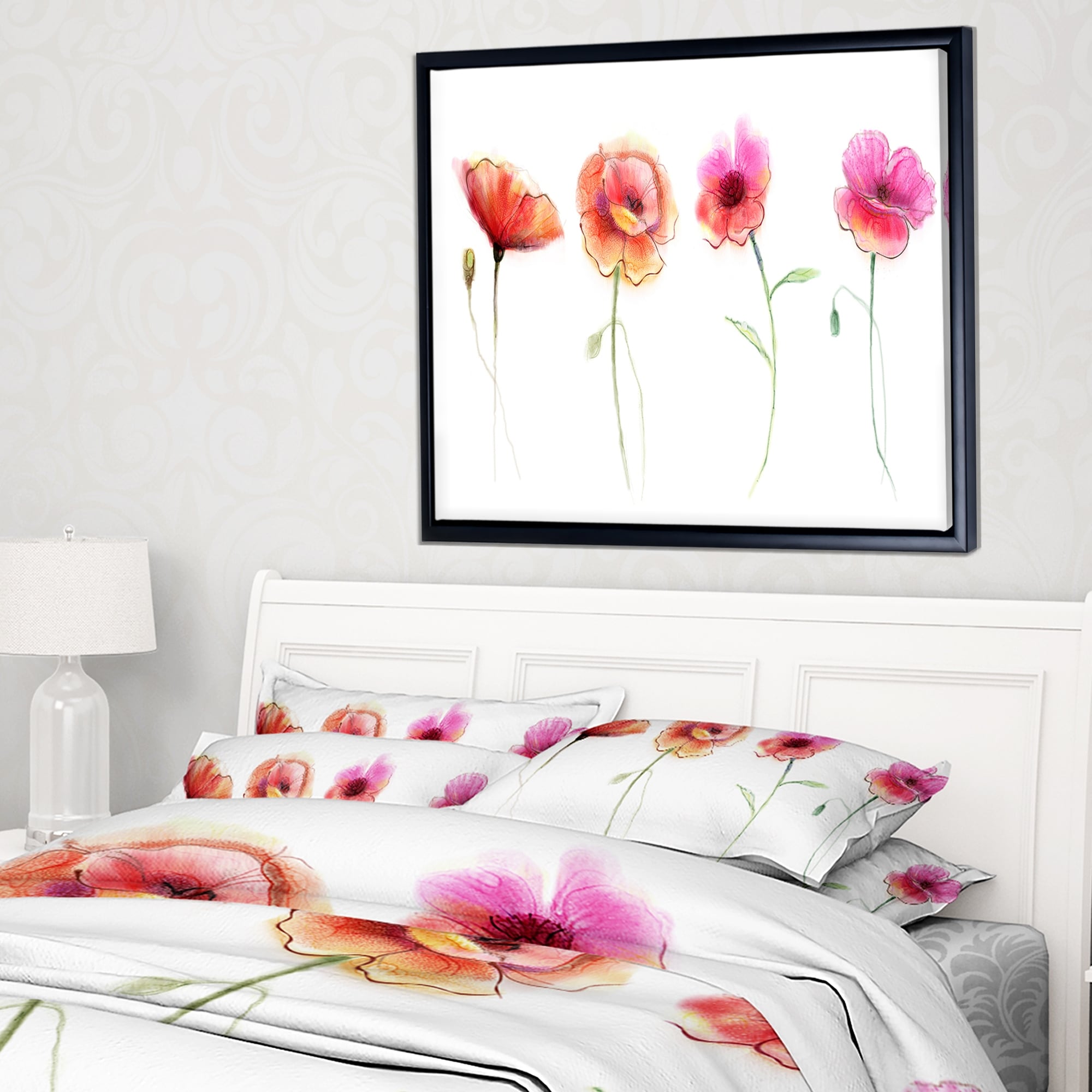 Shop Designart Watercolor Poppy Flowers Sketch Flower Artwork On