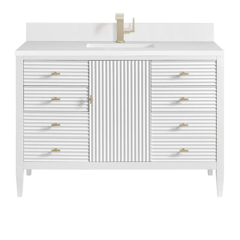 James Martin Vanities 485-V48-1WZ Myrrin 48" Single Basin Wood Vanity - Bright White - Painted