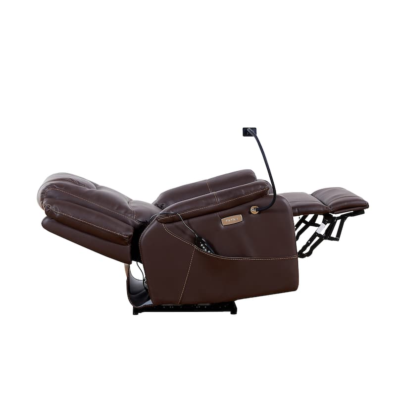 Black Power Recliner Chair with 139° Recline, Massage, Heat, OKIN Motor, USB Ports, Phone Holder, and Side Storage