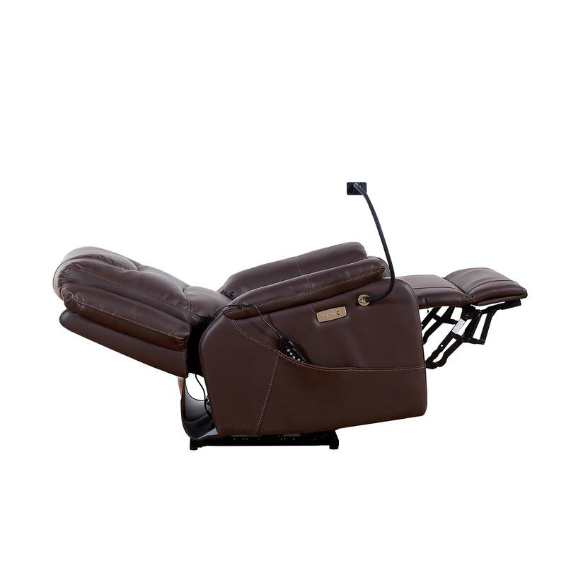 Brown Zero Gravity Power Recliner with Massage, Heating and Phone Holder, Side Pockets, USB Charge Ports