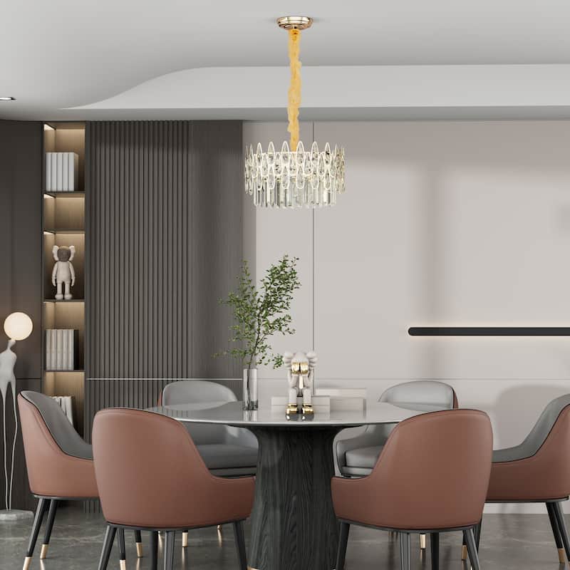 Sumptuous Dazzling Clear Teardrop Prism Crystal Chandelier with LED Lights
