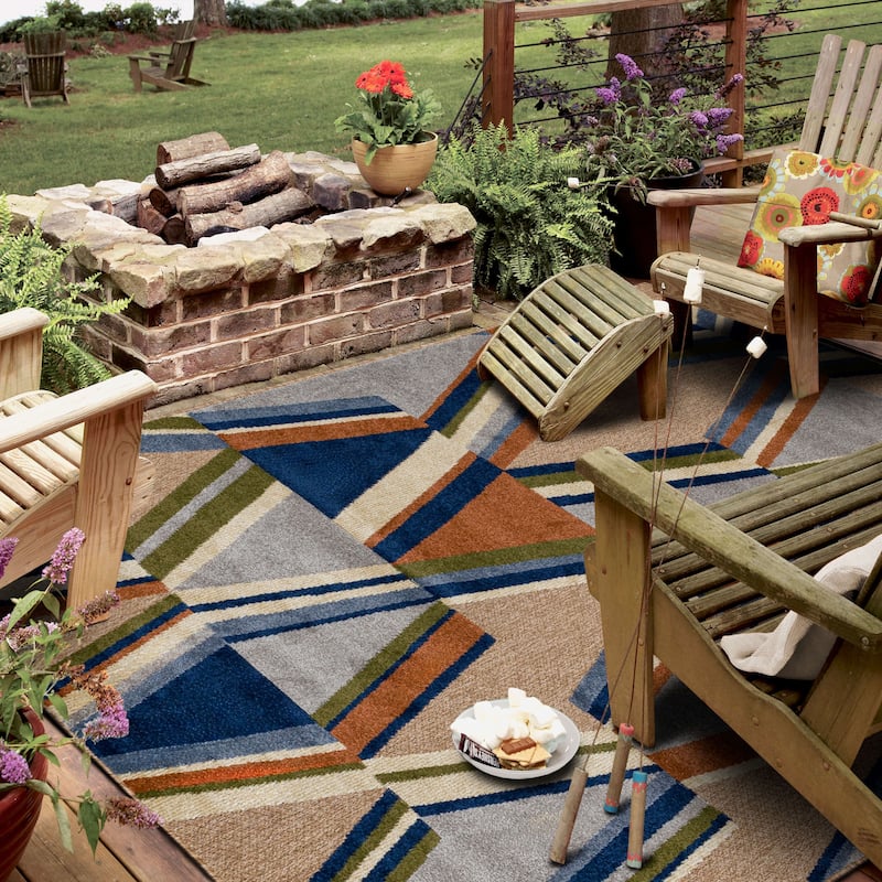 Karastan Boca Grande Geometric Stripe Indoor Outdoor Area Rug