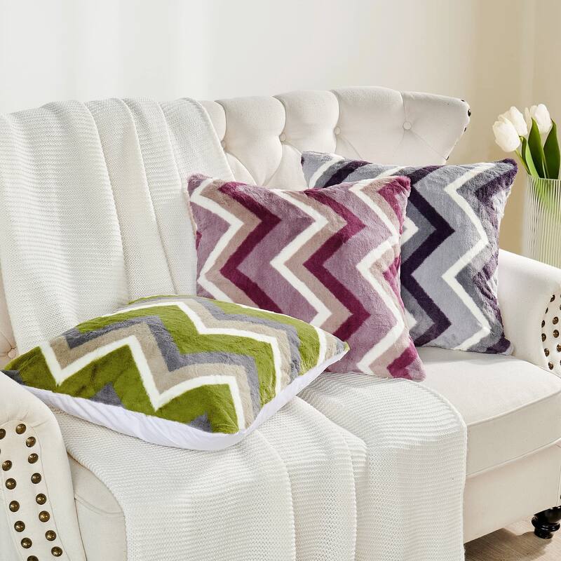 FauxFur Chevron Pillow Shell 2 Piece Set, NO INSERT