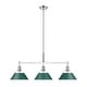 preview thumbnail 1 of 1, Yep by Golden Lighting Orwell 3-light Island Light in Chrome and Pine Green shade - 3 Light Linear Pendant