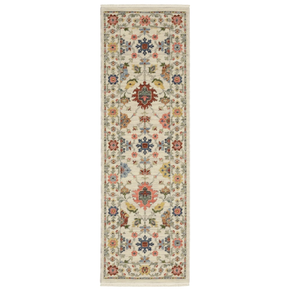Style Haven Lawson Traditional Floral Wool Fringe Edge Area Rug