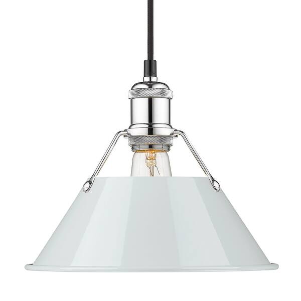 slide 2 of 2, Yep by Golden Lighting Orwell 1-light 10in Pendant in Chrome and Dusky Blue shade - Silver