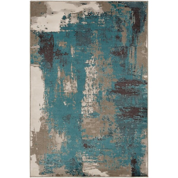 Shop 2 X 3 25 Abstract Walnut Brown And Blue Rectangular