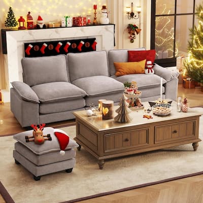 25.2" Deep Seat Sectional Sofa Couch 3 Seats L-Shape Design for Living Room