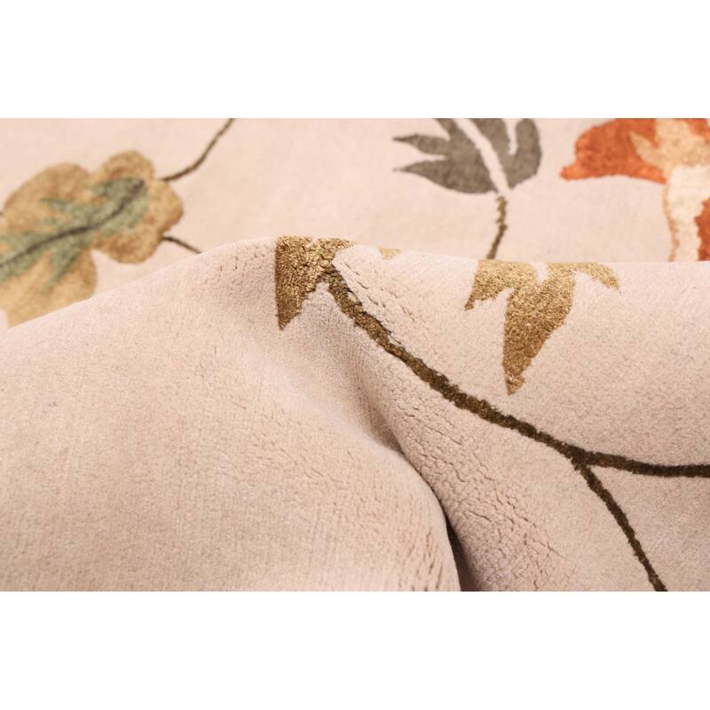 ECARPETGALLERY Hand-knotted Opulence Light Grey Silk, Wool Rug - 8'1 x 9'9