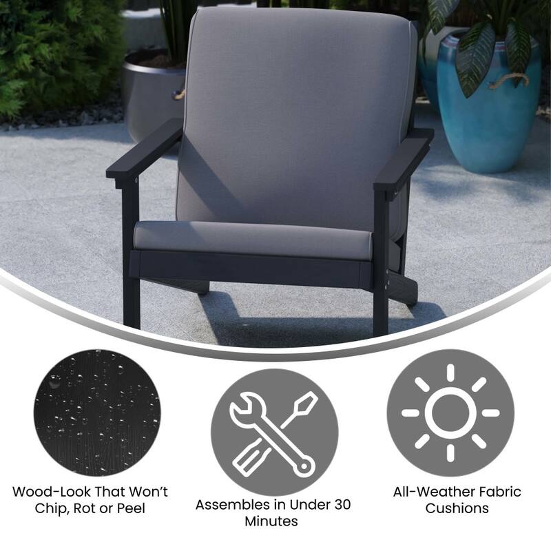 All-Weather Poly Resin Adirondack Style Chair & Cushions