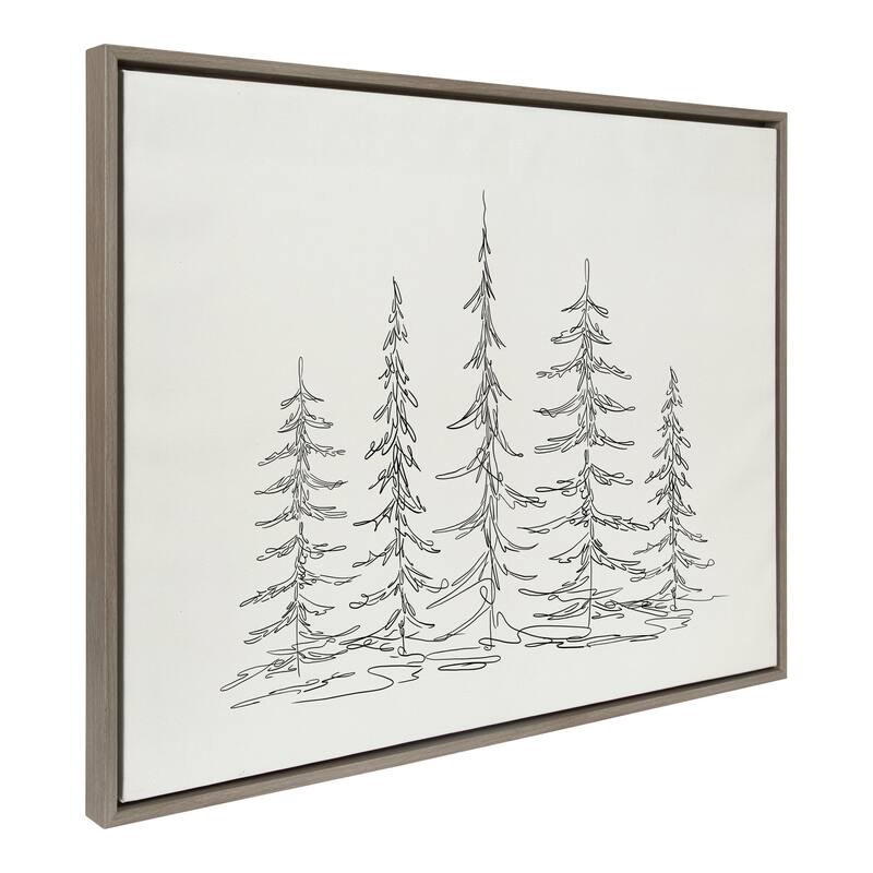 Kate and Laurel Sylvie Trees Canvas by The Creative Bunch Studio - 28x38 - Plastic - Grey