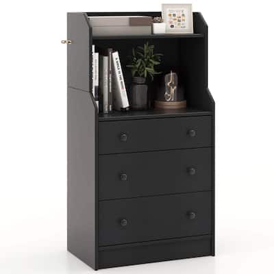 Costway 3-Drawer Dresser 44" Tall Wood Storage Organizer Chest with 2