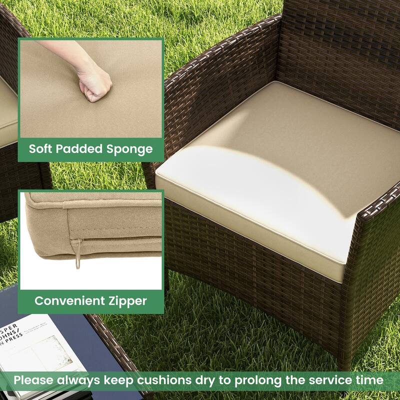 Costway 4 PCS Patio Furniture Set with Washable Cushions and Tempered - See Details