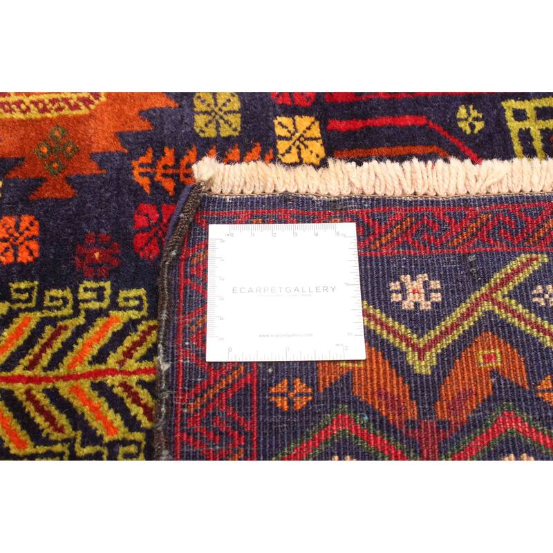 ECARPETGALLERY Hand-knotted Teimani Dark Navy Wool Rug - 2'10 x 3'10