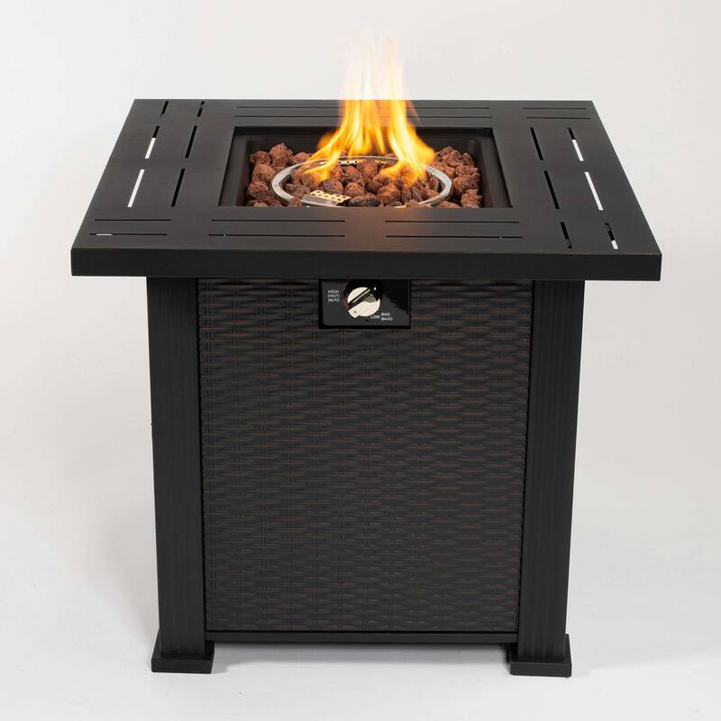 28-Inch Square Fire Pit Table for Cozy Outdoor Gatherings - Black